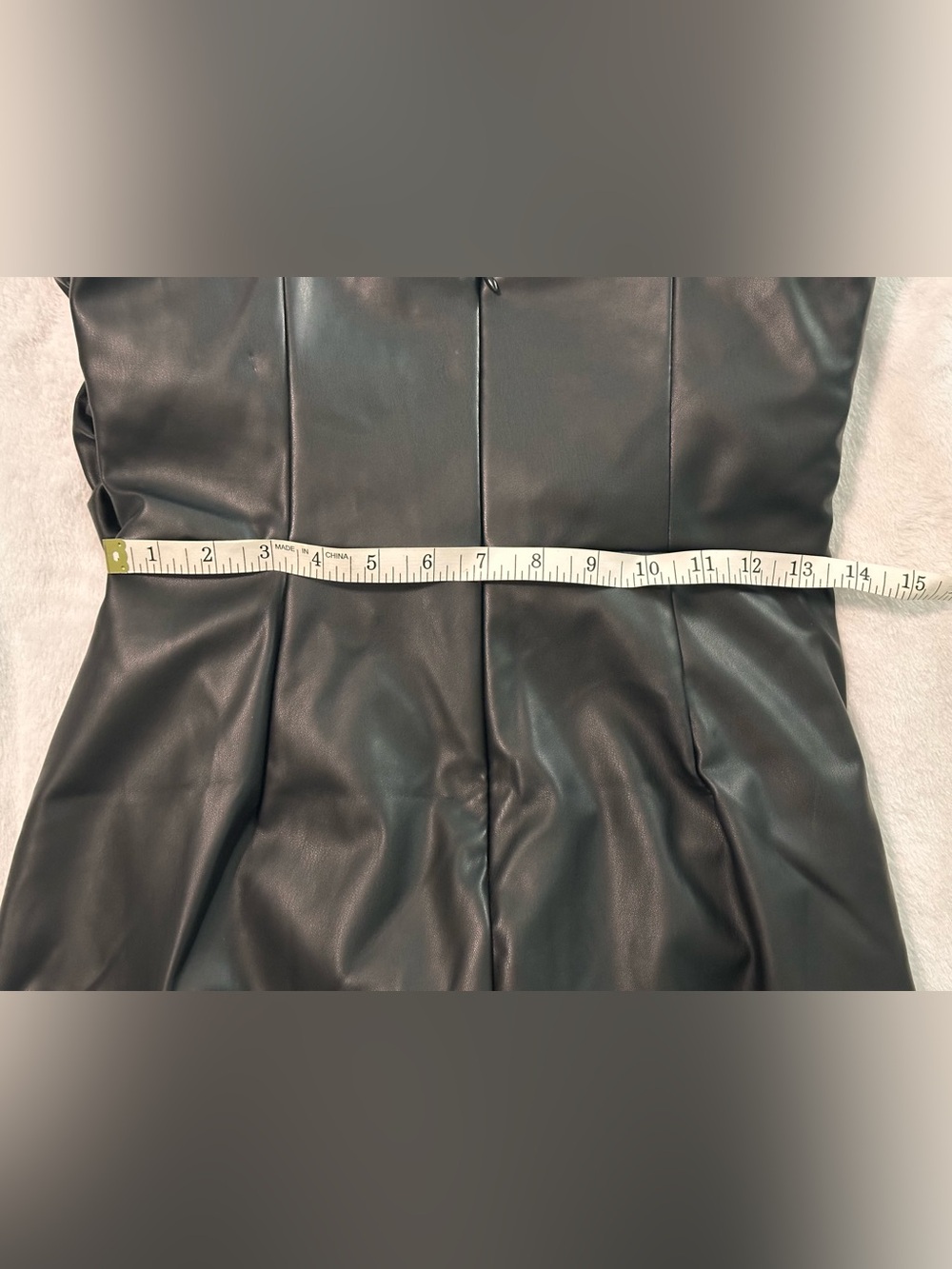 🖤 NWT Day + Moon Black Faux Leather Ruched Mini Dress | Size Medium 🖤 - Picture 4 of 6